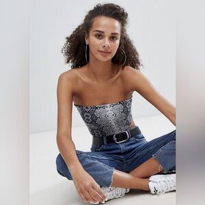 bershka snakeskin print tube top